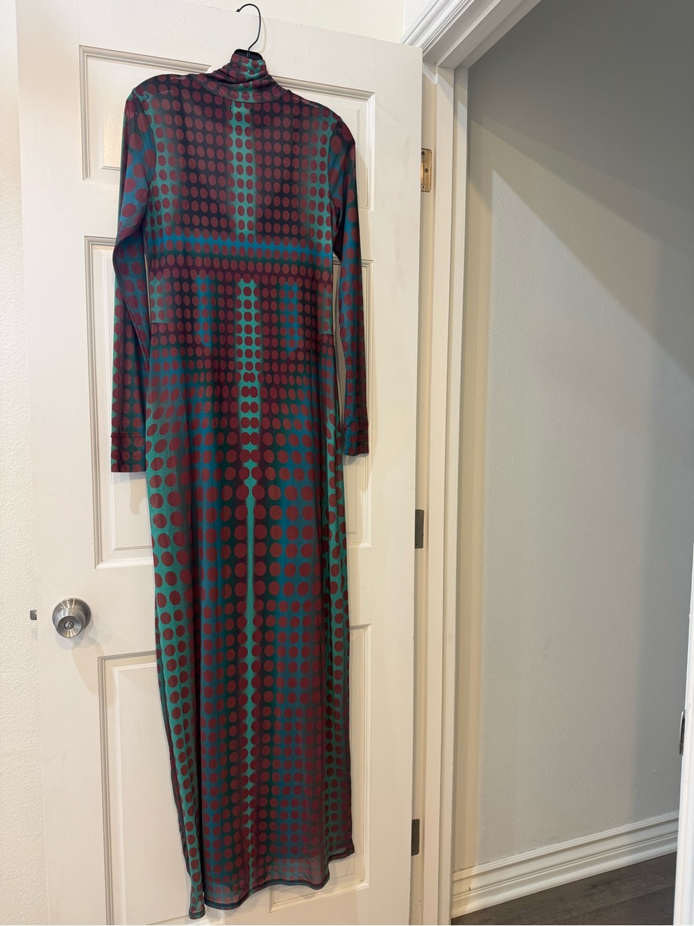 AFRM Billie Print Long Sleeve Semisheer Dress In Cyber Optic Dot - Picture 5 of 6